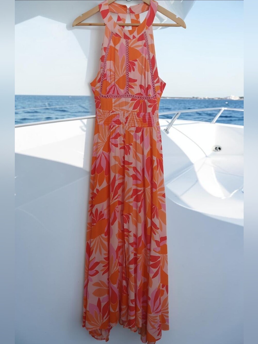Abel The Label Rumi Maxi Dress in Orange and Pink Tropical Floral Anthropologie - Picture 2 of 15